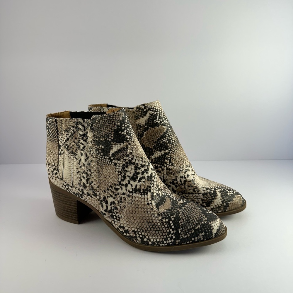 Maurices Snakeskin Ankle Booties with Chunky Heel